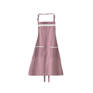 APA1139 Japanese Dot Pattern Apron with Two Pockets and Lace Dcor