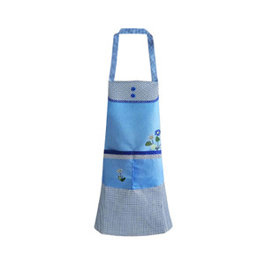 APA1155 Korean Style Plaid Apron with Pretty Flower Pattern