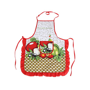 APA1162 Cute Canvas Apron with funny pattern and Red Ruffles