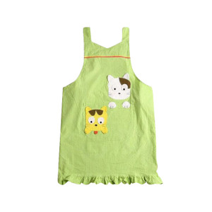 APA1175 Solid Color Cotton Apron with Cute Cartoon Animal Pattern