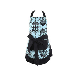 APA1179 Women's Floral Print Cotton Apron with Ruffles