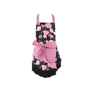 APA1180 Women's Japanese Style Cotton Apron with Ruffles and Extended Waist Strap