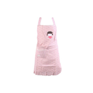 APA1214 Girl's Pink Cotton Apron with Ruffles