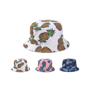 APH1154 Korean Style Young Girl's Fisherman Hat with Pineapple Patterns
