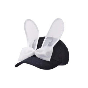 APH1163 Solid Color Baseball Cap with Bowknot Rabbit Ears