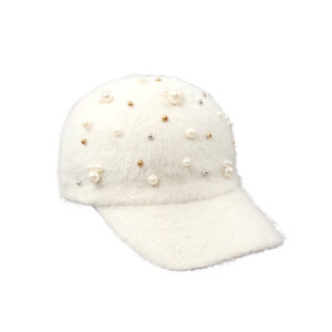 APH1185 Cony Hair Baseball Cap with Faux Pearls Accent