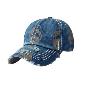 APH1271 Stylish Denim Baseball Cap with Skull Patterns