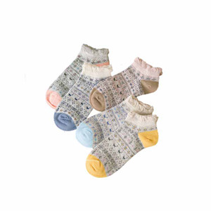 APS1225 Women's Low-cut Sock with Floral Welt