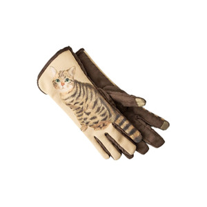 APG1137 Polar Fleece Glove with Cute Cat Pattern and Capacitive Finger