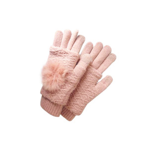 APG1178 Ladies'  Korean Style Knitted Mitten and Glove 2 in 1 Set with Capacitive Fingers