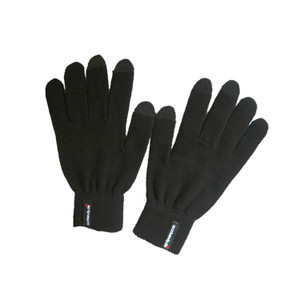 APG1184 Adults' Solid Black Woolen Capacitive Glove