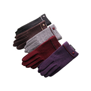 APG1193 Women's Trendy Slim Fit Solid Color Glove with Bright Trim and Button Ornament