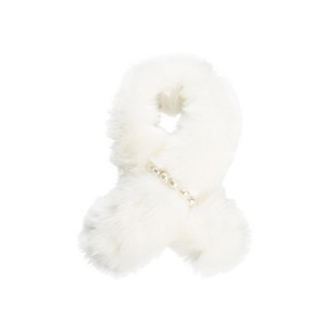 APC1151 Ladies' Fluffy Plush Scarf with Pearls Ornament