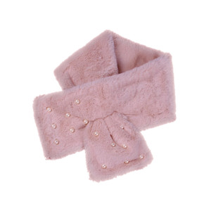 APC1174 Girl' s Plush Scarf with Faux Pearl Ornament