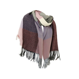 APC1183 Ladies' Colorful Plaid Pattern Scarf with Fringe