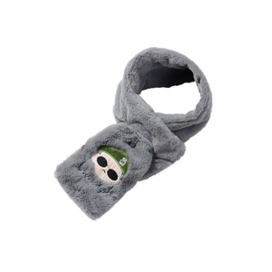 APC1190 Children's Solid Color Scarf with Cute Cat Ornament