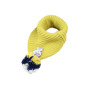 APC1199 Girls' Triangular Pullover Scarf with Fluffy Ball and Little Beat Ornament