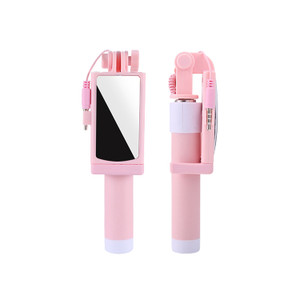 ELA1217 Wire Control Selfie Stick with Cosmetic Mirror