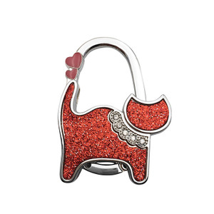 SUR1167 Textured Metal Cat Shape Handbag Purse Hook