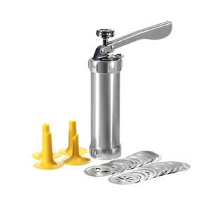 HAC1602 Stainless Biscuit Press Set, 20 Discs & 4 Icing Tips