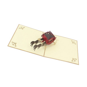 BWN1202 Horse Carriage 3D Pop-up Invitation Card