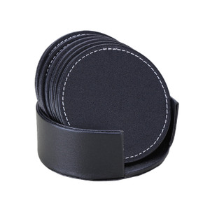 HAD1344 Premium Round PU Coaster 6 Pieces Set