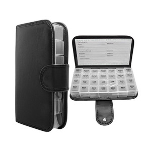 HAL1340 28-grid Weekly PU Leather Pill Storage Organizer