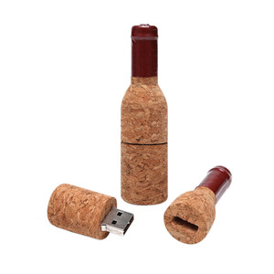 ELS1176 Wooden Wine Bottle USB Flash Drive 2GB