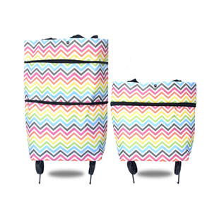 HOM2163 Portable Folding Shopping Bag with 2 Wheels