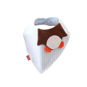 BWB1152 Penguin Triangle Baby Bibs With Snap Button