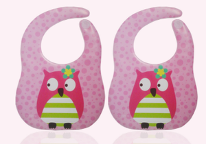 BWB1159 Owl Printed Children Bibs With Magic Tape