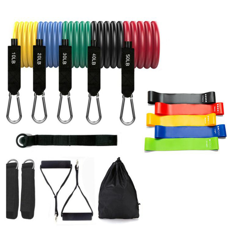 SPO3248 17 Pcs TPE Latex Elastic Band Resistance Rope Set