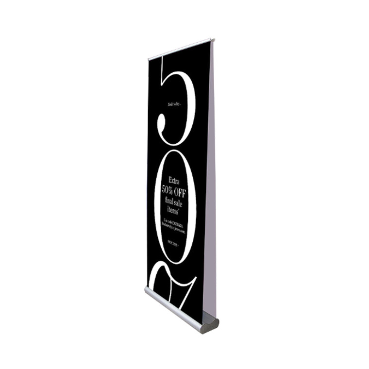 OFF3502 Double Sided Retractable Banner with Silver Stand