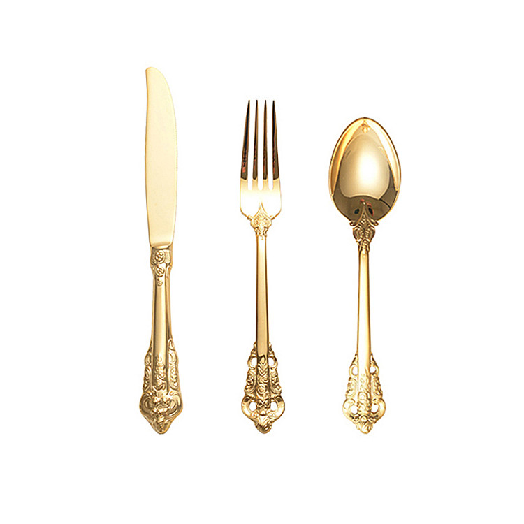 BWS1134 Luxury Gold Coated Dinning Silverware Set