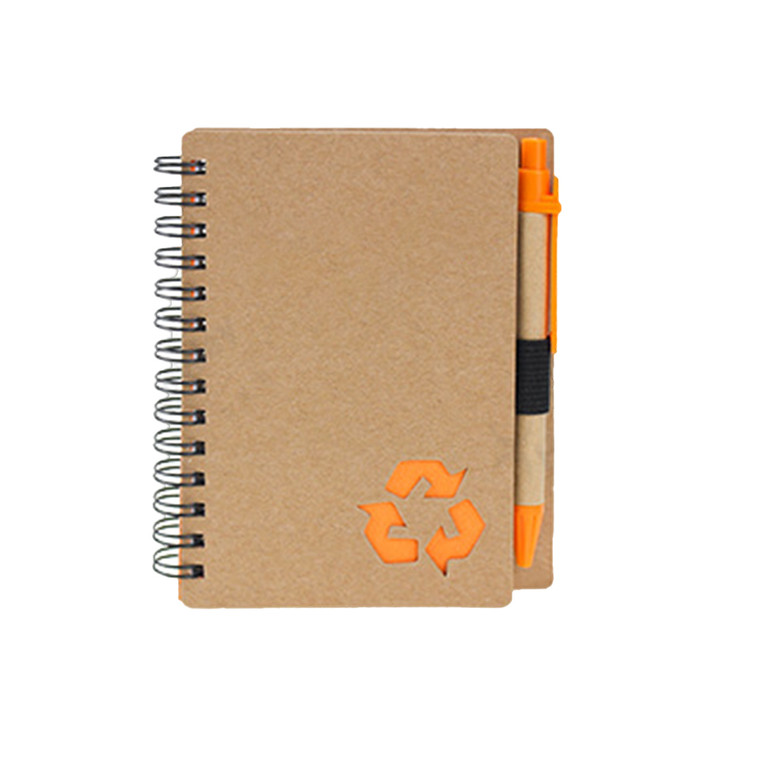 OFF3557 Kraft Paper Coil Notebook with Pen