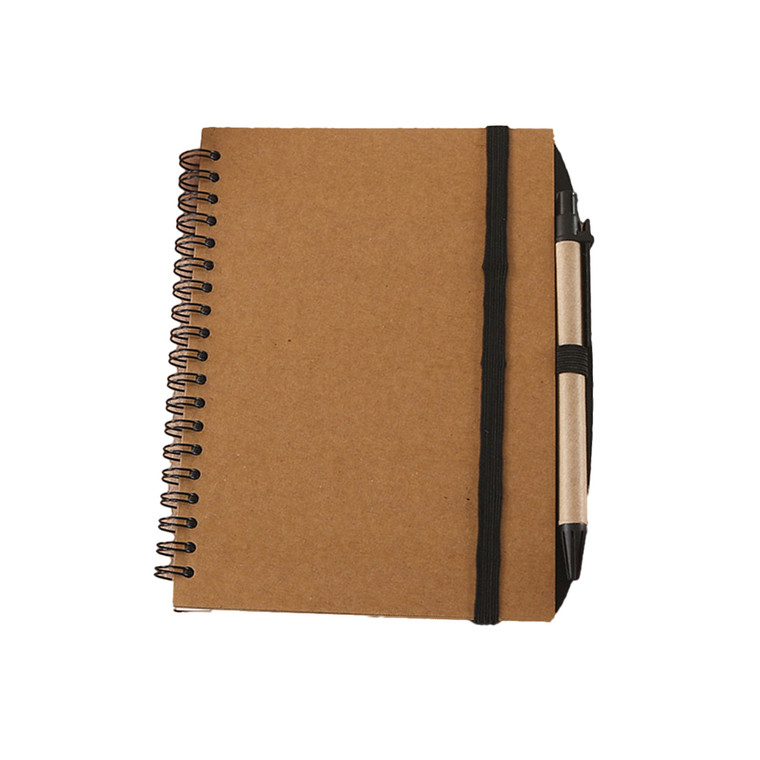 OFF3559 Kraft Paper Coil Notebook with Pen