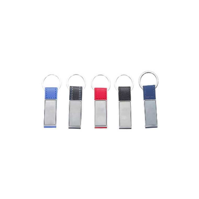 SPO4050 Rectangular Metal & Leather Keychains
