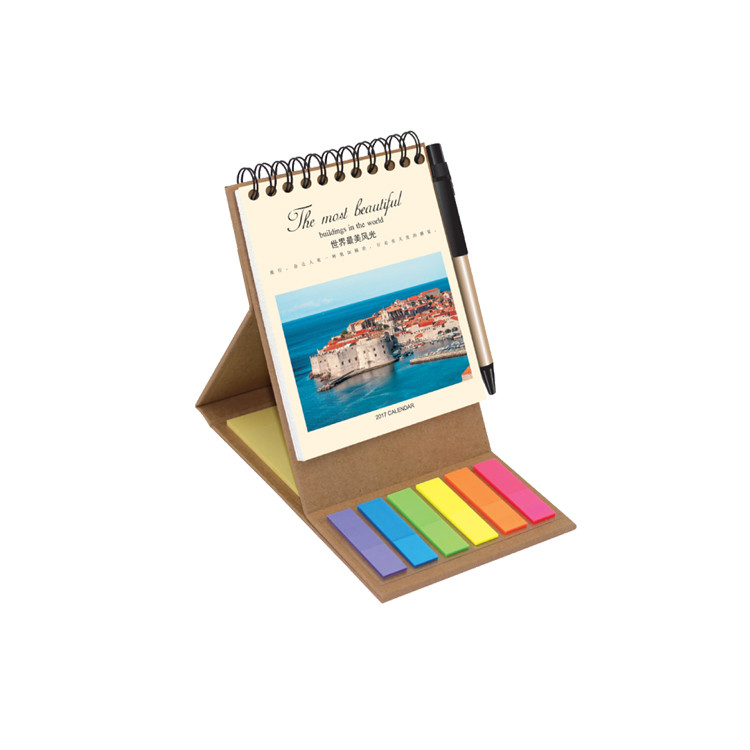 FPA1121 Business Style Desk Calendar for 2017 with Ballpoint Pen and Sticky Notes