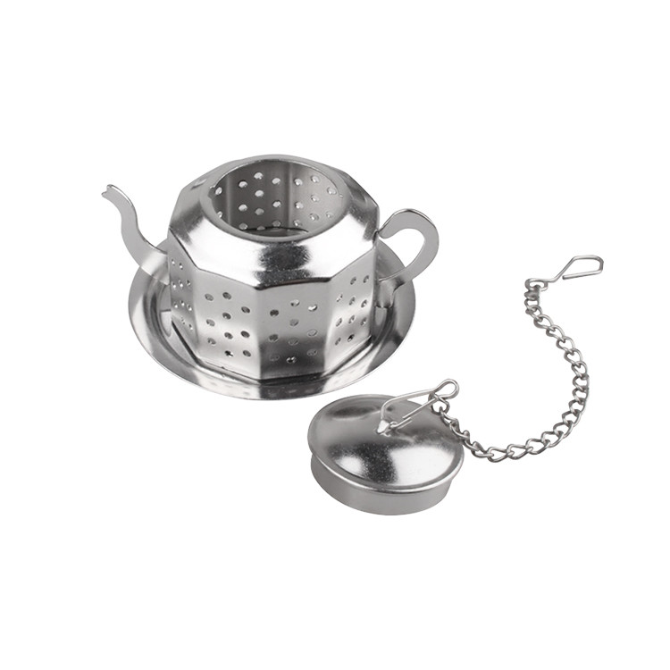 HAD1525 Stainless Steel Teapot Shaped Tea Infuser and Drip Tray