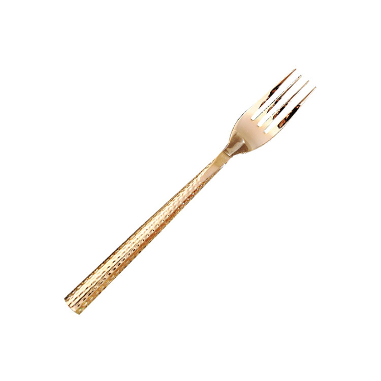 BWS1215 Gold Dining Fork with Hammered Handle