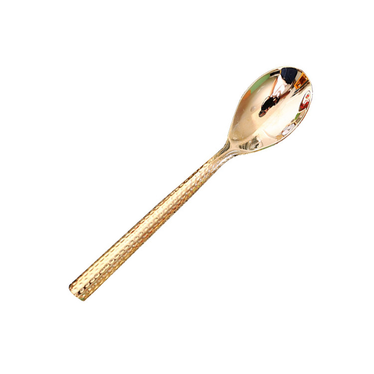 BWS1216 Gold Dining Spoon with Hammered Handle