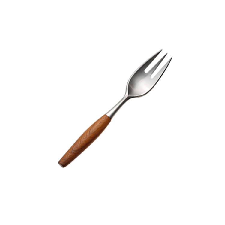 BWS1342 There-Tine Meat Fork with Wooden Handle