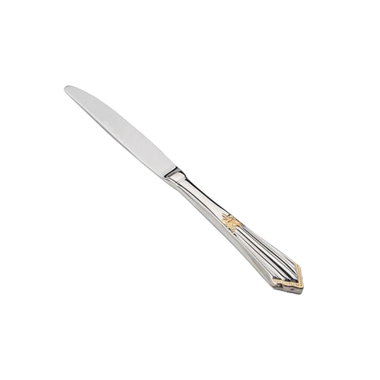 BWS1435 Stainless Steel Dining Knife with Gold Pattern Handle