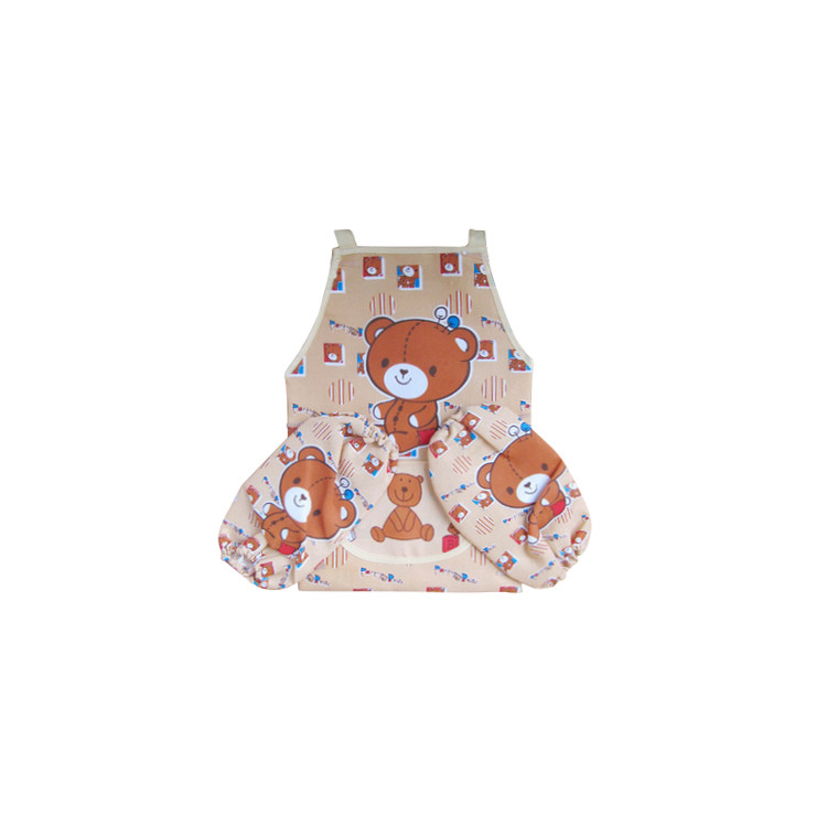 BWB1247 Cute Children's Bear Pattern Bib and Sleeves Combo
