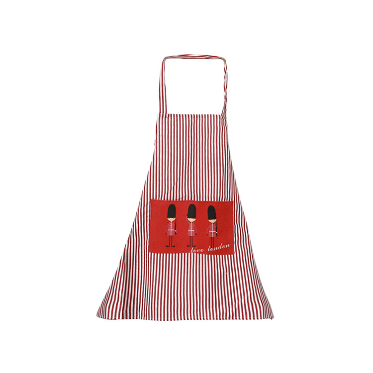 APA1128 Classic White-and-red Pinstripe Apron with Funny Pattern