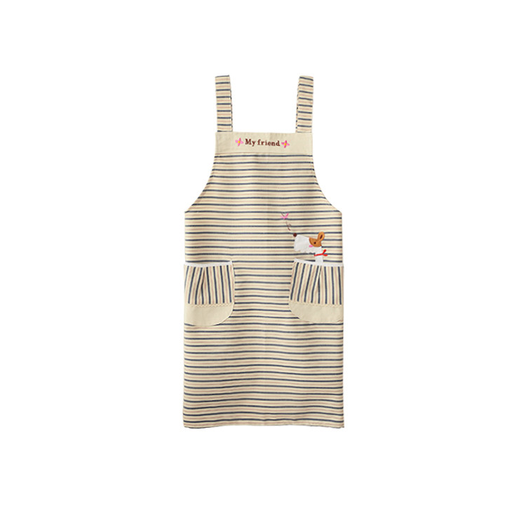 APA1147 Stylish Pinstripe Apron with Cute Cat Pattern