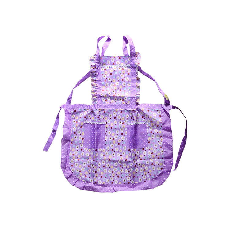 APA1154 Elegant Small Floral Print Apron with Wide Ruffles