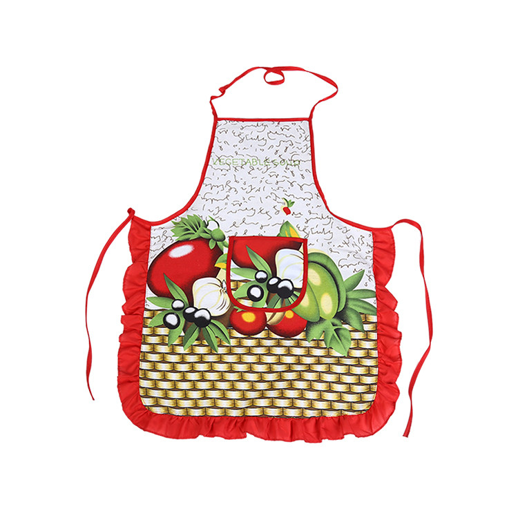 APA1162 Cute Canvas Apron with funny pattern and Red Ruffles