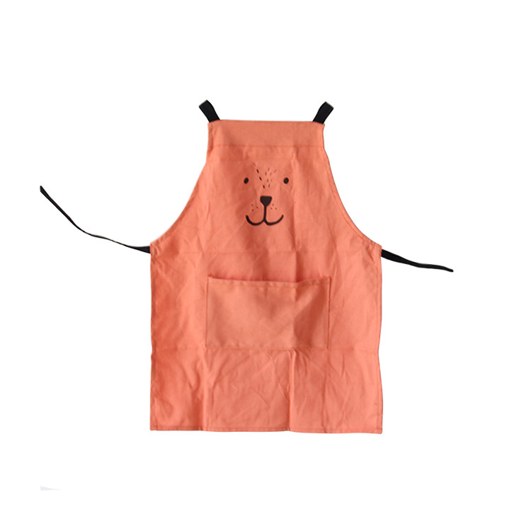 APA1181 Cute Linen Apron with Animal Pattern and Big Pocket