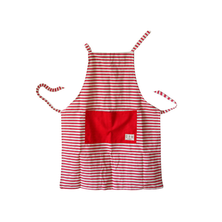 APA1184 Lovely Red-and-white Pinstripe Apron with Convenience Pocket